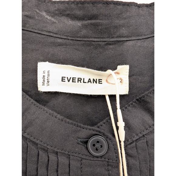 NWT Everlane The Tuxedo Shirt in Silky Cotton in Black size 2 - Picture 6 of 7